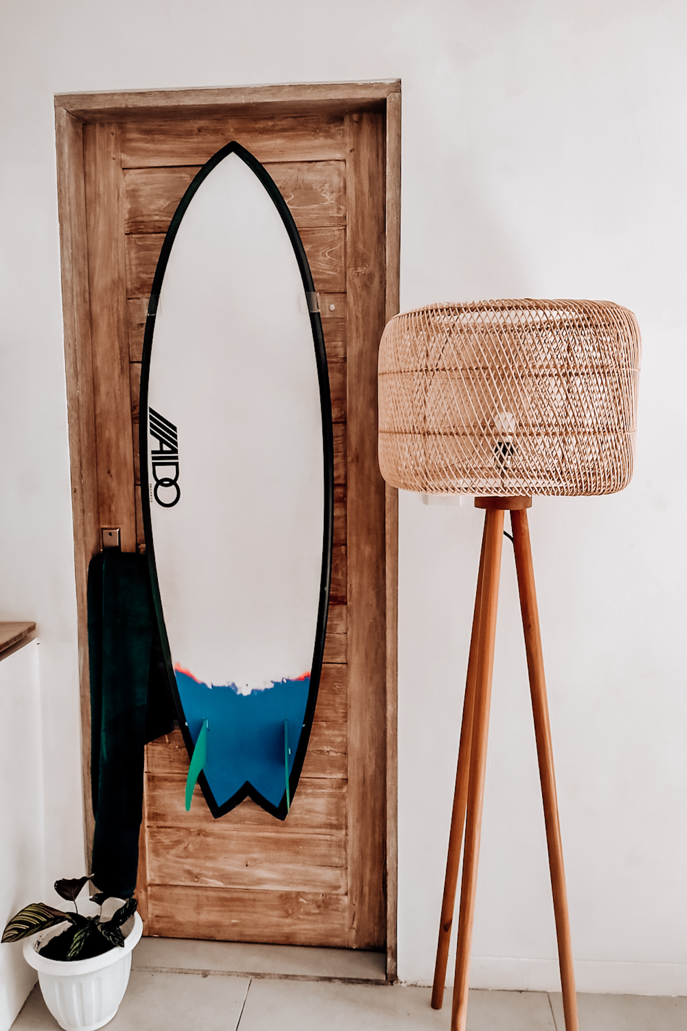 surfboard on door